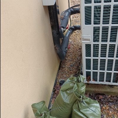 Example of Increasing the height of an air source heat pump to future proof the heat pump against flood damage