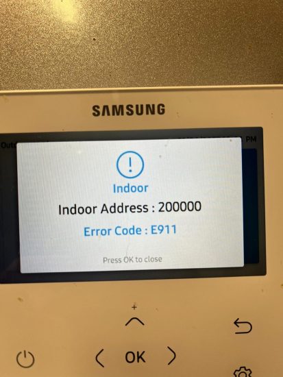 Example of fault finding with a Samsung heat pump