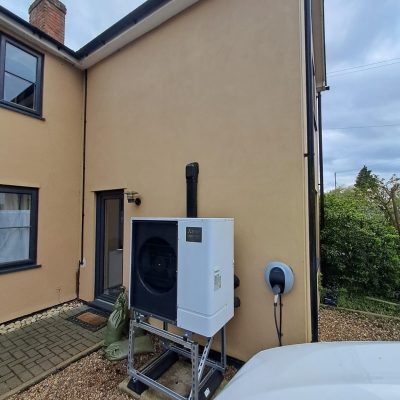 Example of Increasing the height of an air source heat pump to future proof the heat pump against flood damage