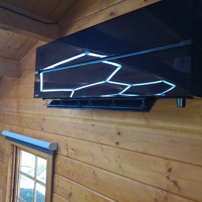 Mitsubishi Electric wall mounted LN Range in black for a golf simulator cabin